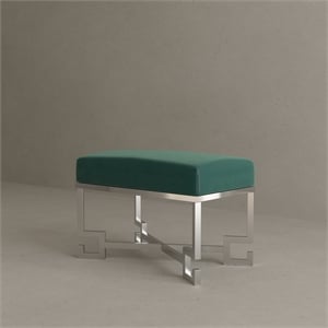 Sophia Stool in High Polish Steel and Green Velvet