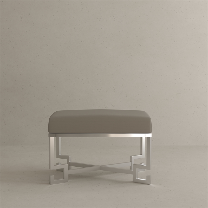 Sophia Stool in High Polish Steel and Sand PU