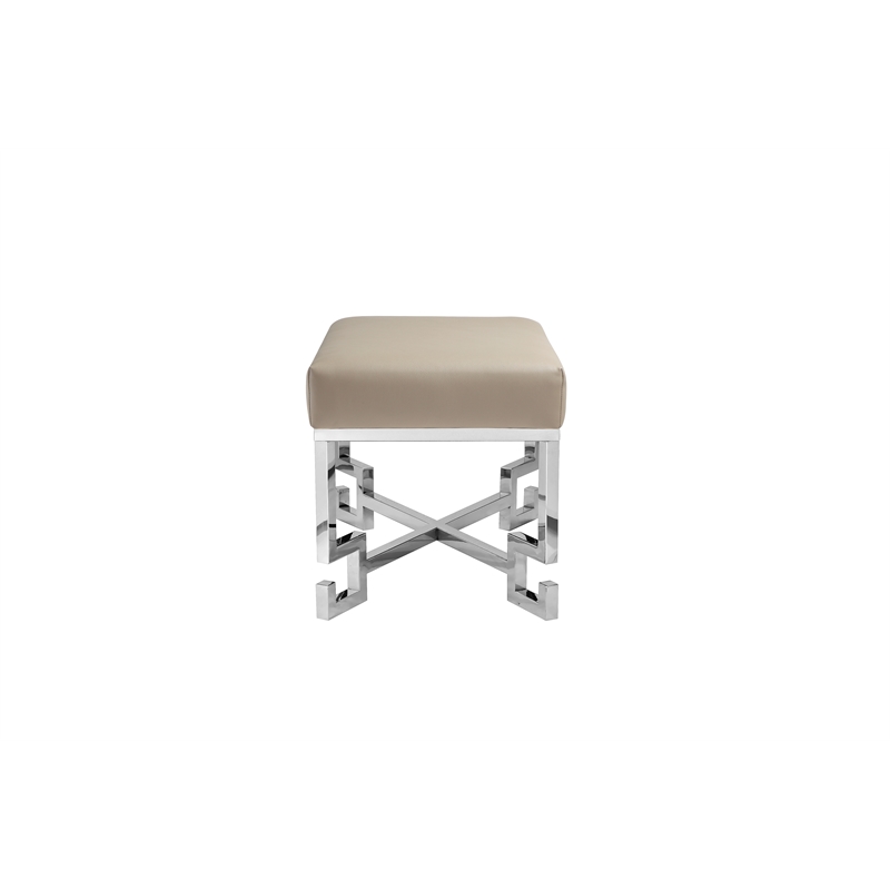 Sophia Stool in High Polish Steel and Sand PU