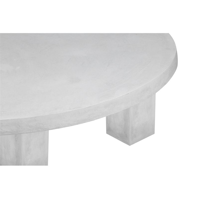 American Home Classic Ella Round Coffee Table Large In Ivory Concrete
