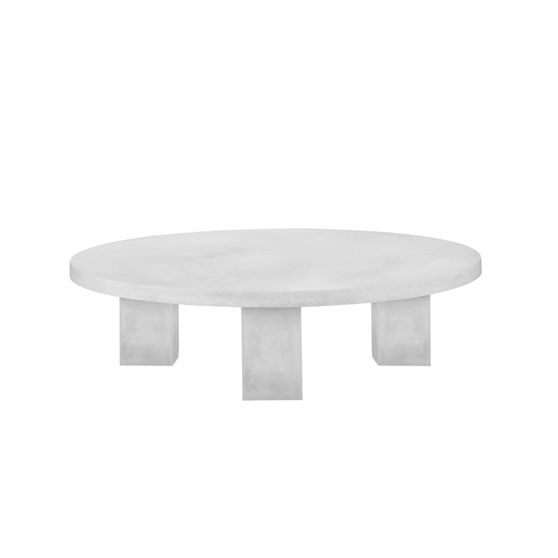 American Home Classic Ella Round Coffee Table Large In Ivory Concrete