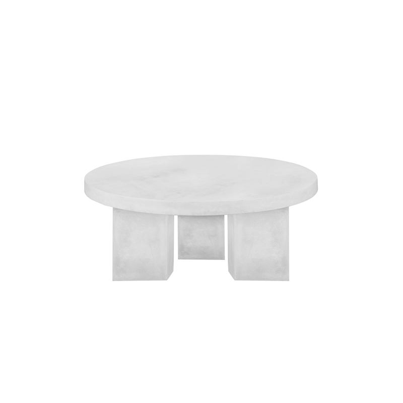 American Home Classic Ella Round Coffee Table Small In Ivory Concrete