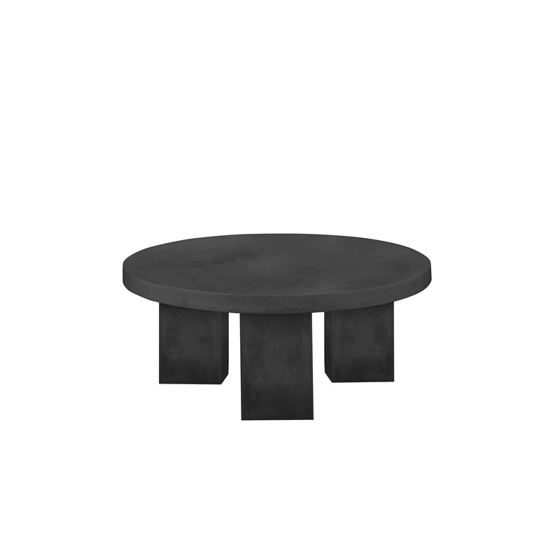 American Home Classic Ella Round Coffee Table Small In Black Concrete