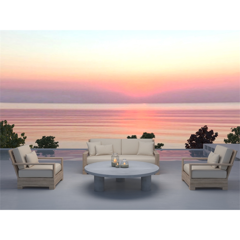 Nat Round Coffee Table Large In Light Gray Concrete