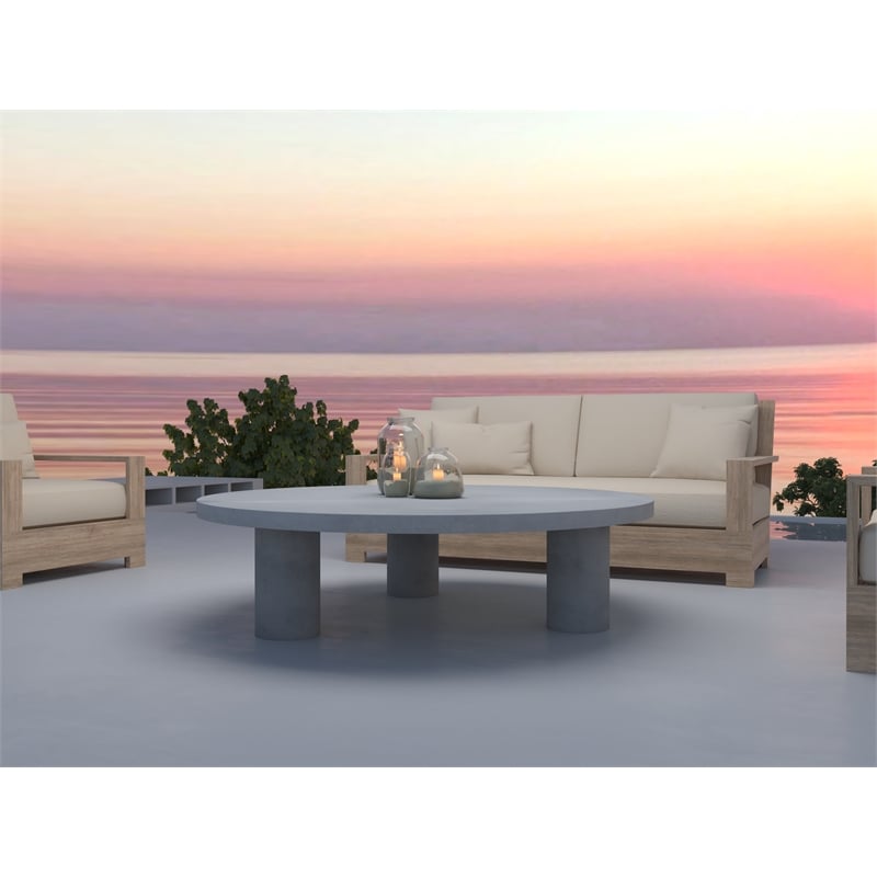 Nat Round Coffee Table Large In Light Gray Concrete