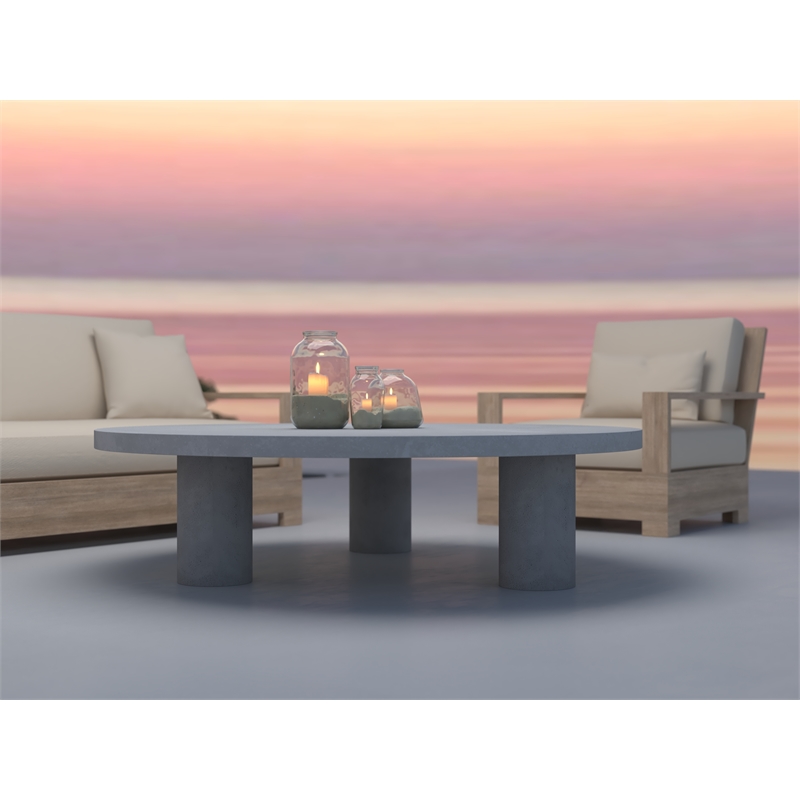 Nat Round Coffee Table Large In Light Gray Concrete