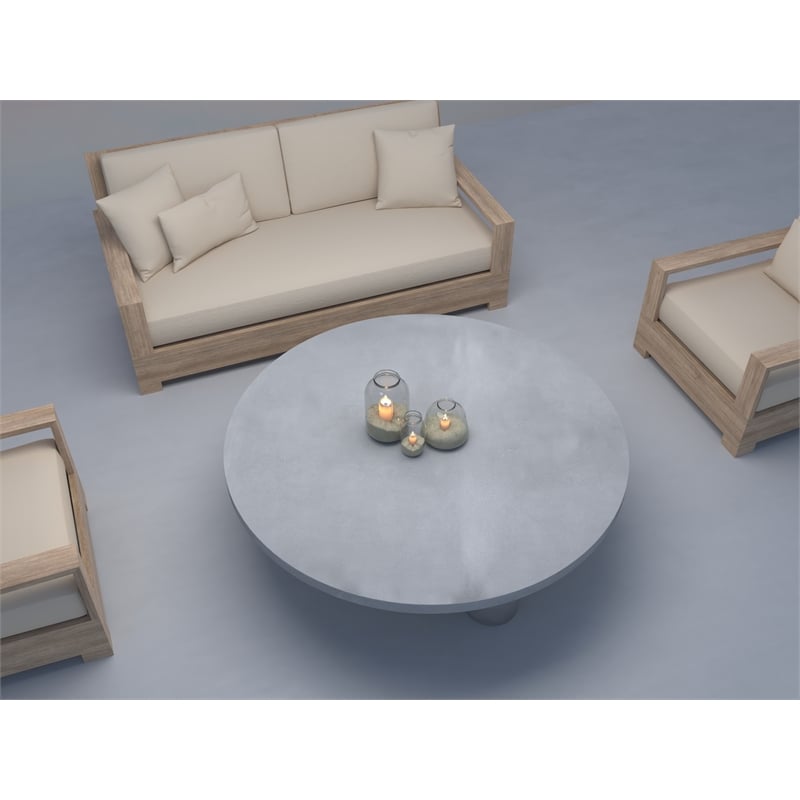 Nat Round Coffee Table Large In Light Gray Concrete