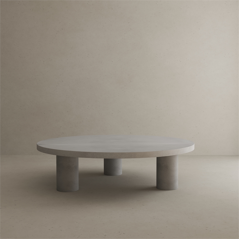 Nat Round Coffee Table Large In Light Gray Concrete