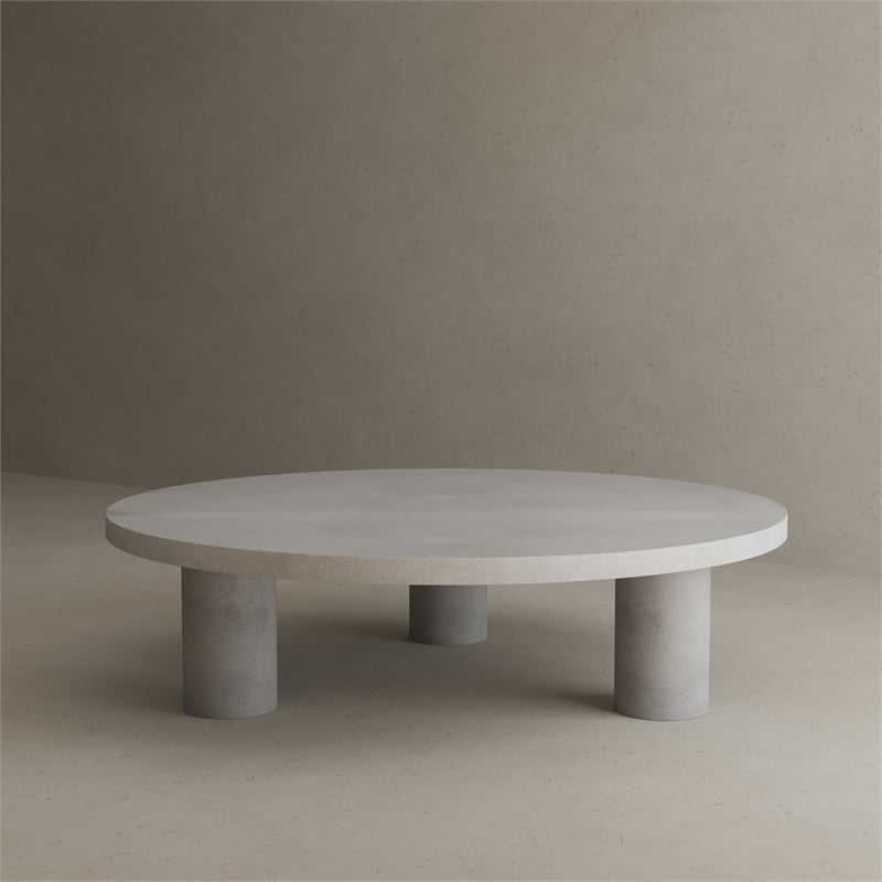 Nat Round Coffee Table Large In Light Gray Concrete
