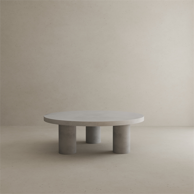 Nat Round Coffee Table Medium In Light Gray Concrete