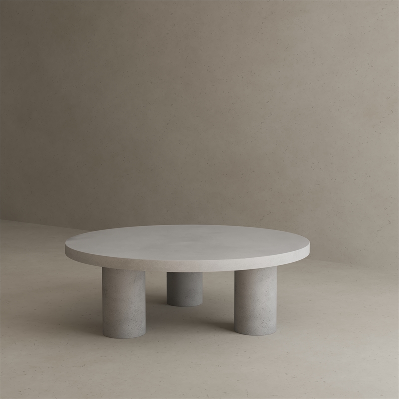 Nat Round Coffee Table Medium In Light Gray Concrete