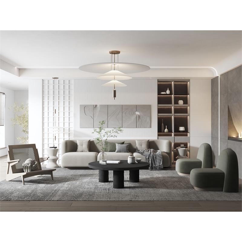 Nat Round Coffee Table Large In Black Concrete