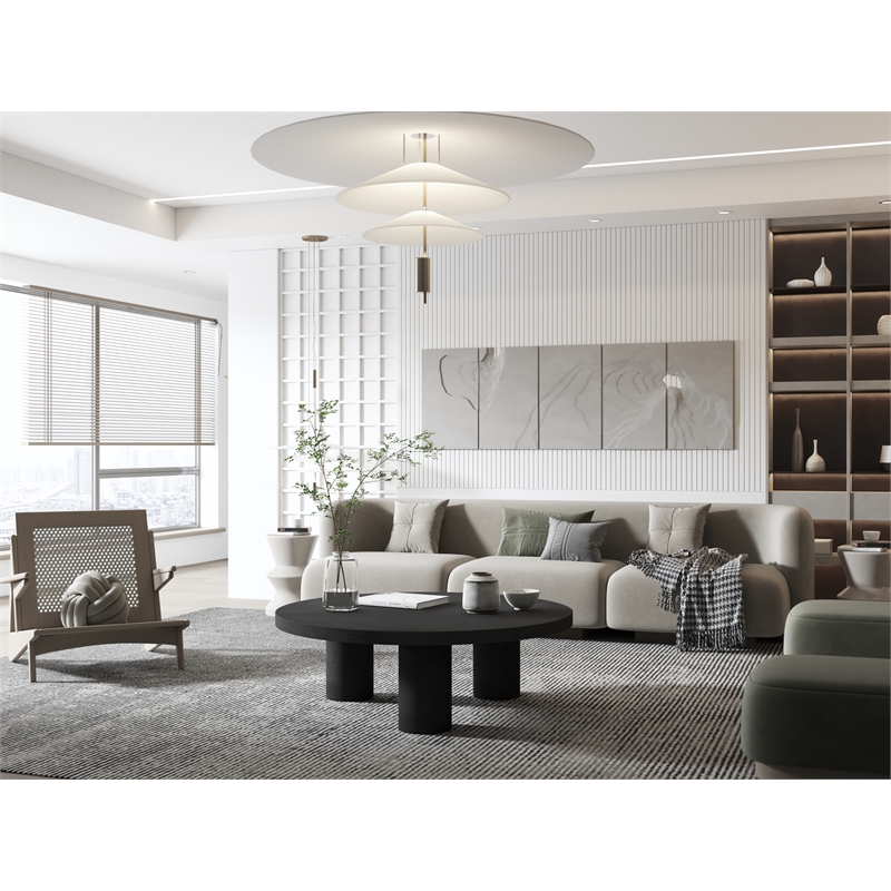 Nat Round Coffee Table Large In Black Concrete