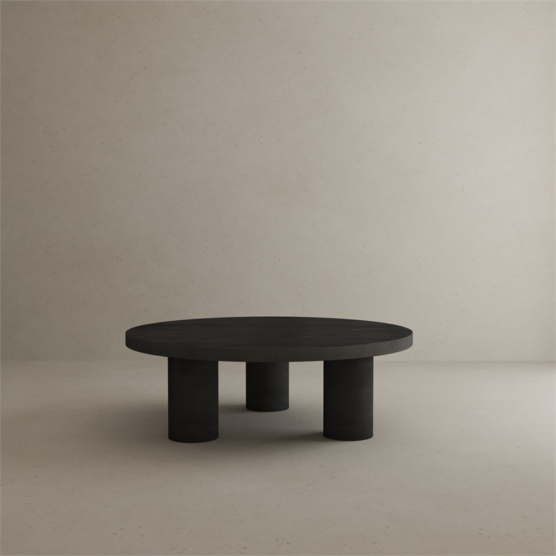 Nat Round Coffee Table Large In Black Concrete