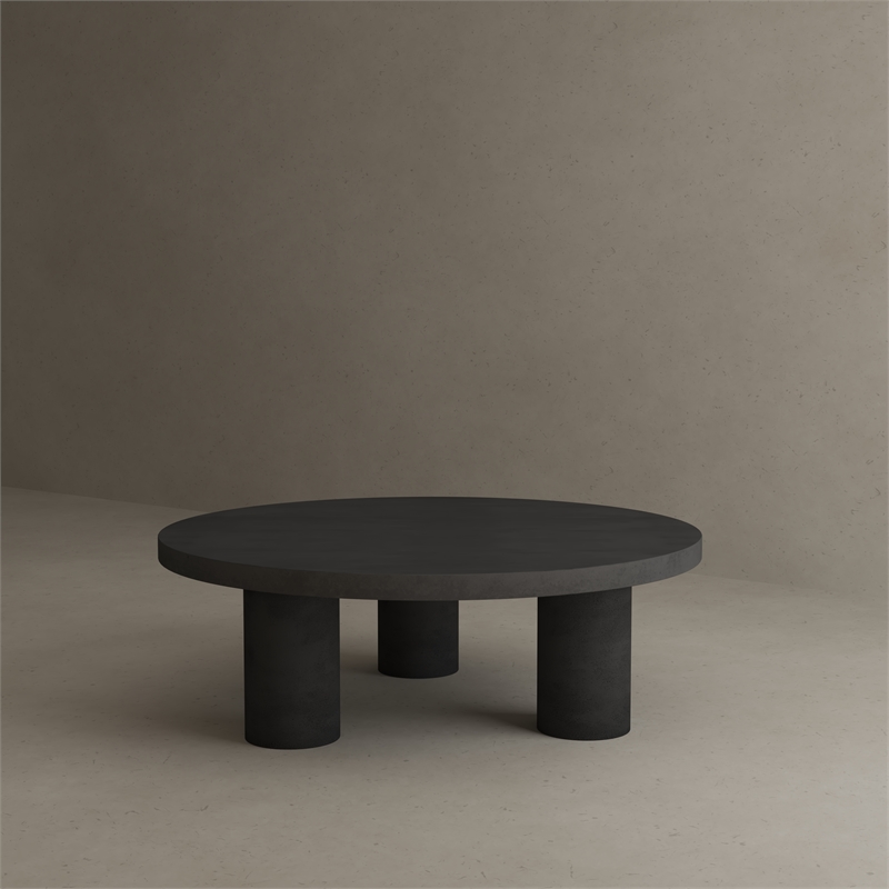 Nat Round Coffee Table Large In Black Concrete