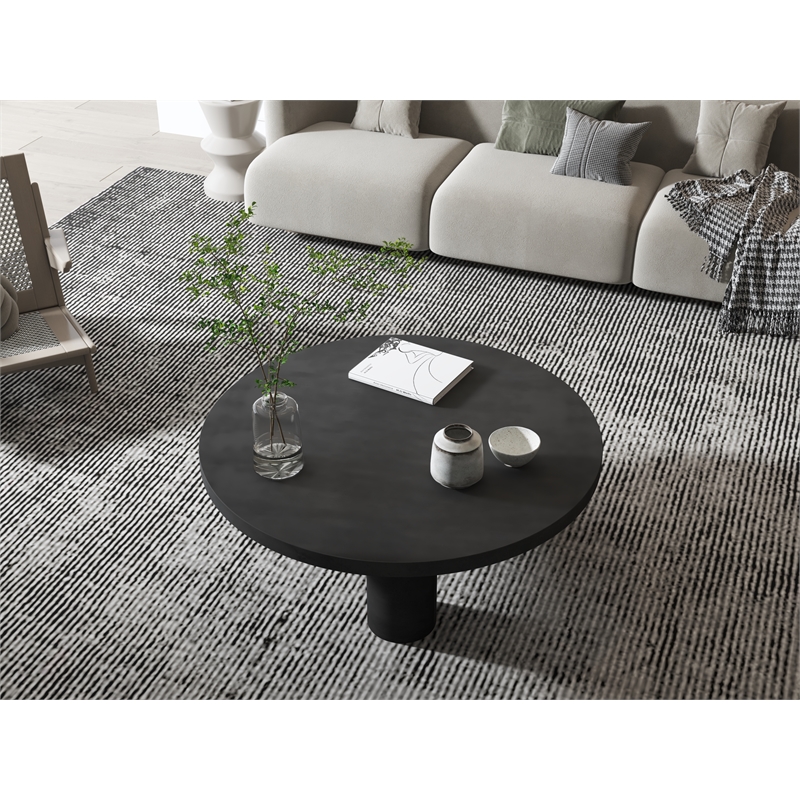Nat Round Coffee Table Large In Black Concrete