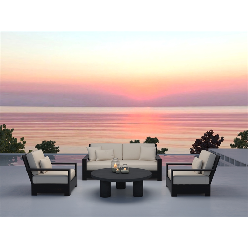 Nat Round Coffee Table Large In Black Concrete