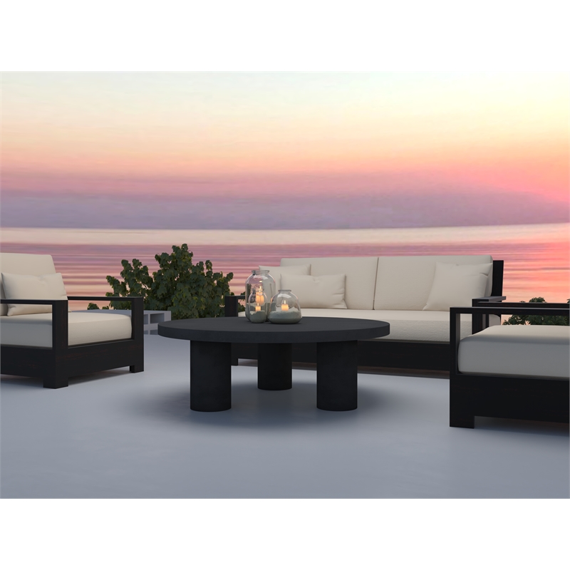 Nat Round Coffee Table Large In Black Concrete