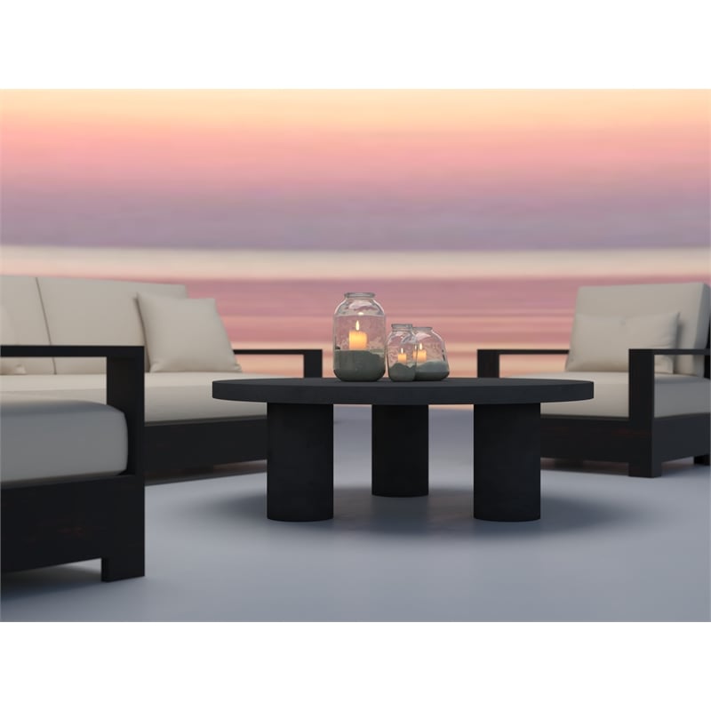 Nat Round Coffee Table Large In Black Concrete