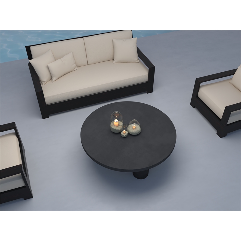 Nat Round Coffee Table Large In Black Concrete