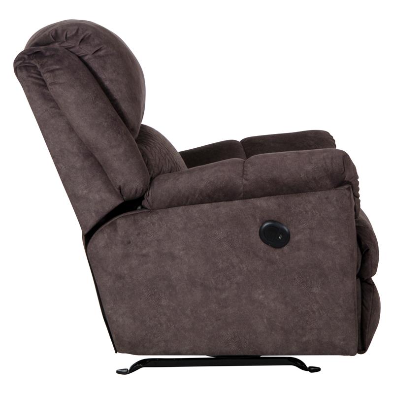 Macon Power Rocker Recliner in Chocolate Brown Polyester Fabric