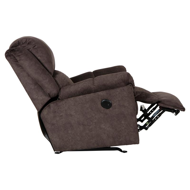 Macon Power Rocker Recliner in Chocolate Brown Polyester Fabric