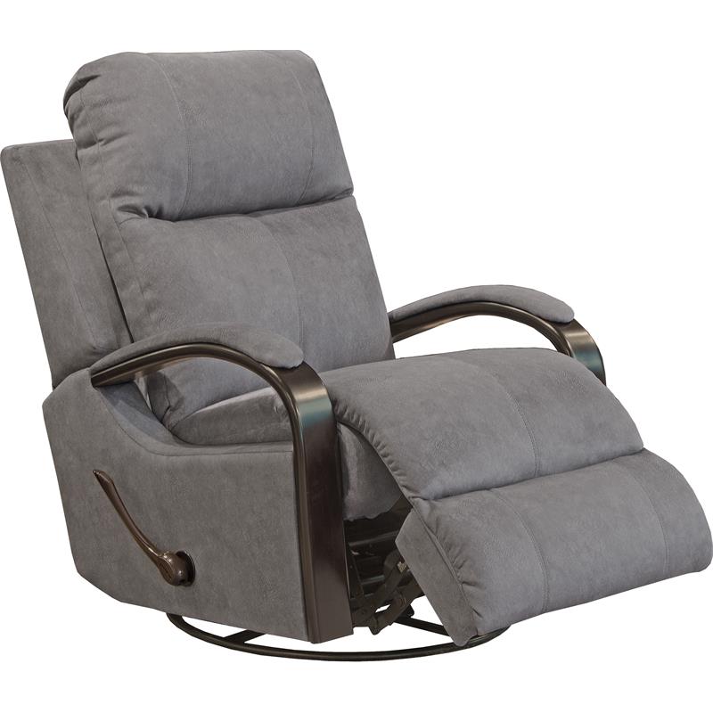 thomas swivel glider recliner in graphite gray polyester fabric