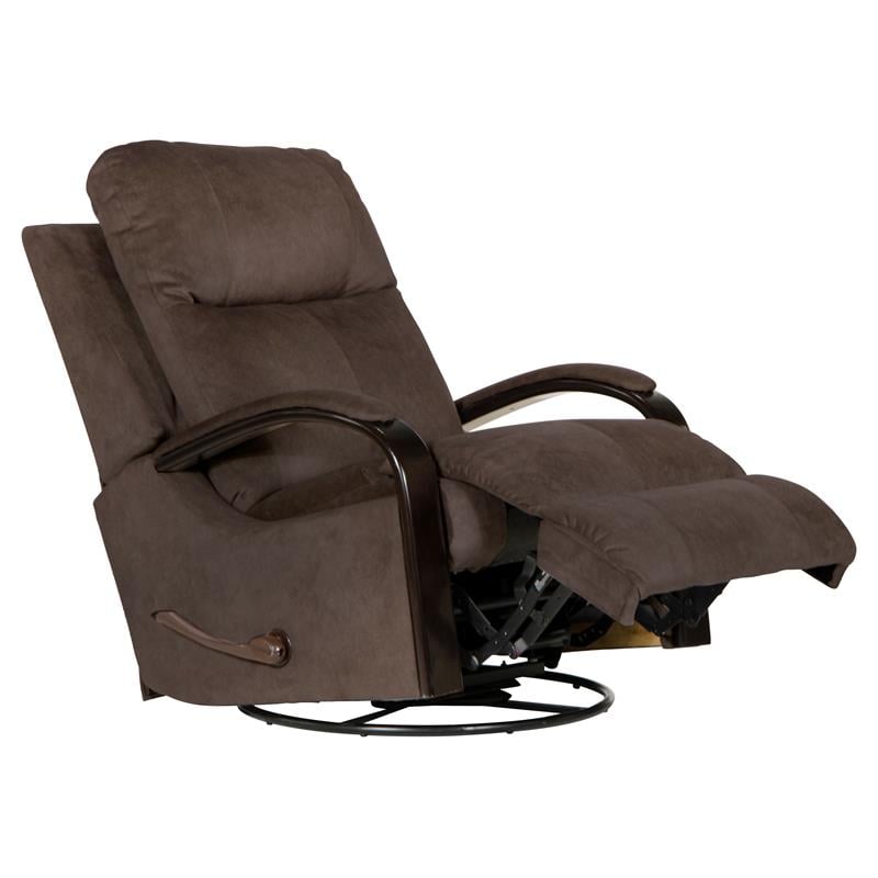 Thomas Swivel Glider Recliner in Chocolate Brown Polyester Fabric