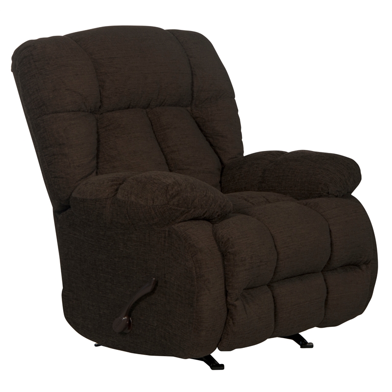 Brock Rocker Recliner in Chocolate Brown Polyester Chenile Fabric