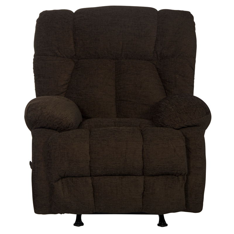 Brock Rocker Recliner in Chocolate Brown Polyester Chenile Fabric