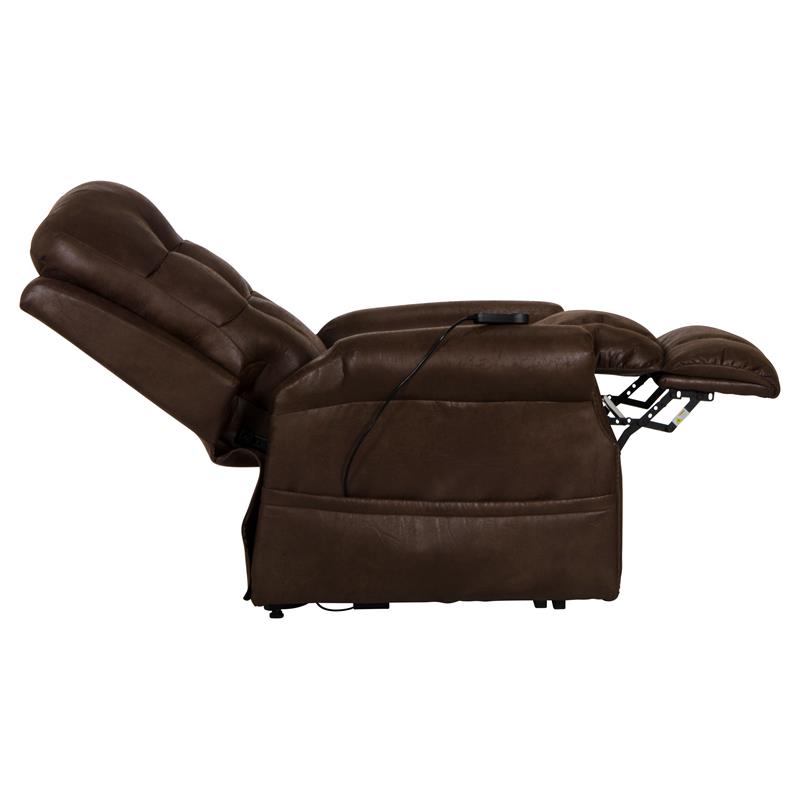 David Power Lift Recliner with Heat and Massage in Chocolate Brown Fabric