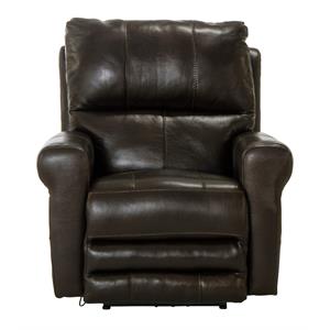 Samuel Power Lay Flat Recliner with USB Charging Port in Chocolate Brown Leather