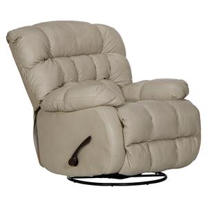 langston chaise swivel glider recliner in beige italian top grain leather