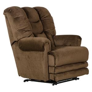 Barkley Power Lay Flat Recliner with Extended Ottoman in Brown Polyester Fabric