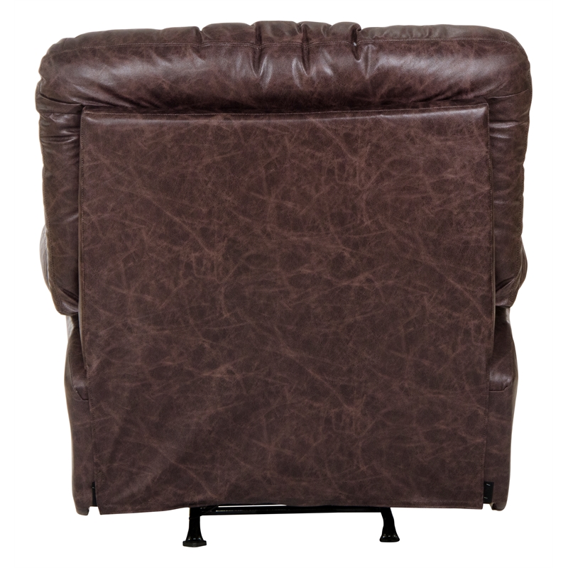 Tommy Power Rocker Recliner in Brown Polyester Leather Look Fabric