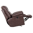 Tommy Power Rocker Recliner in Brown Polyester Leather Look Fabric
