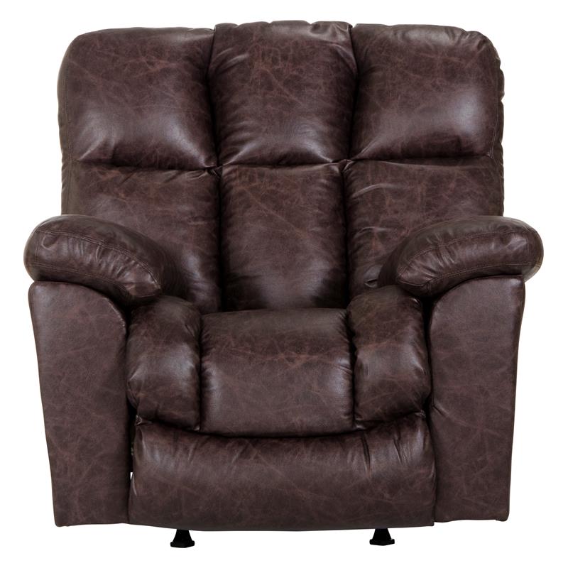 Tommy Power Rocker Recliner in Brown Polyester Leather Look Fabric