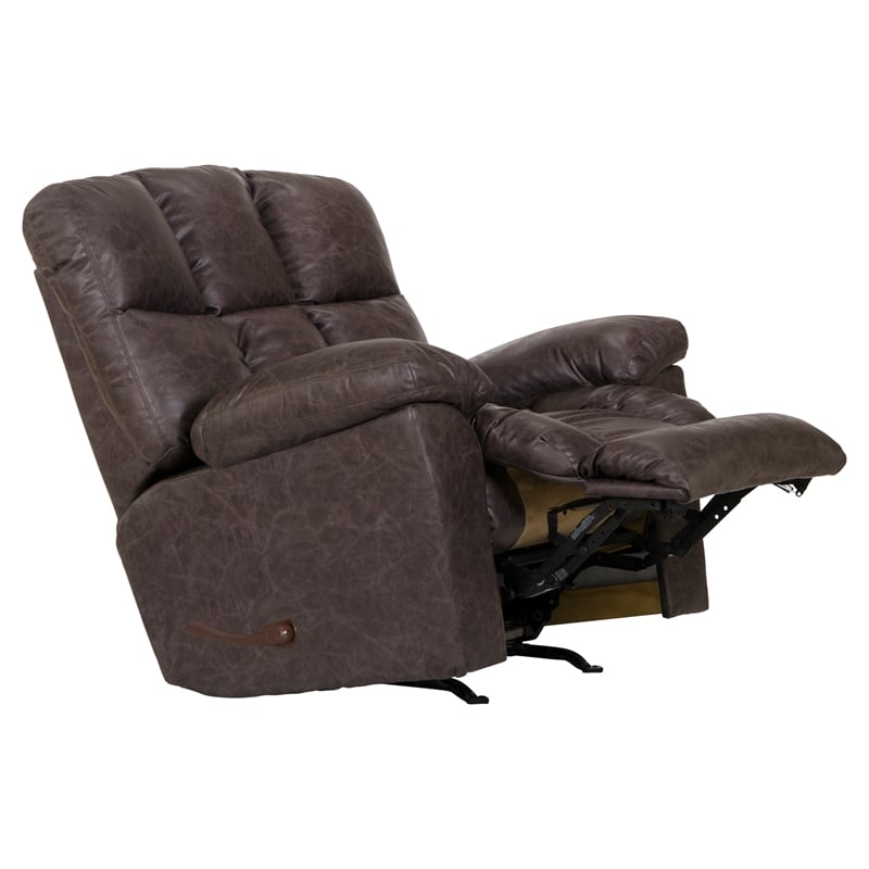 Tommy Full Chaise Glider Recliner in Gray Polyester Fabric