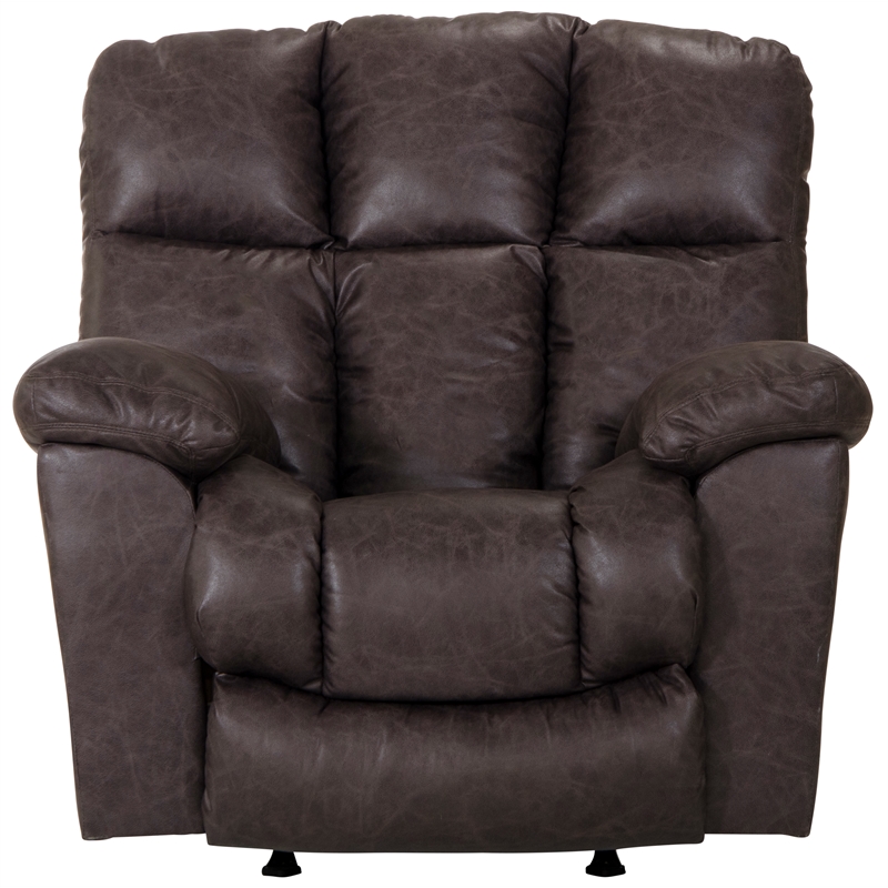 Tommy Full Chaise Glider Recliner in Gray Polyester Fabric