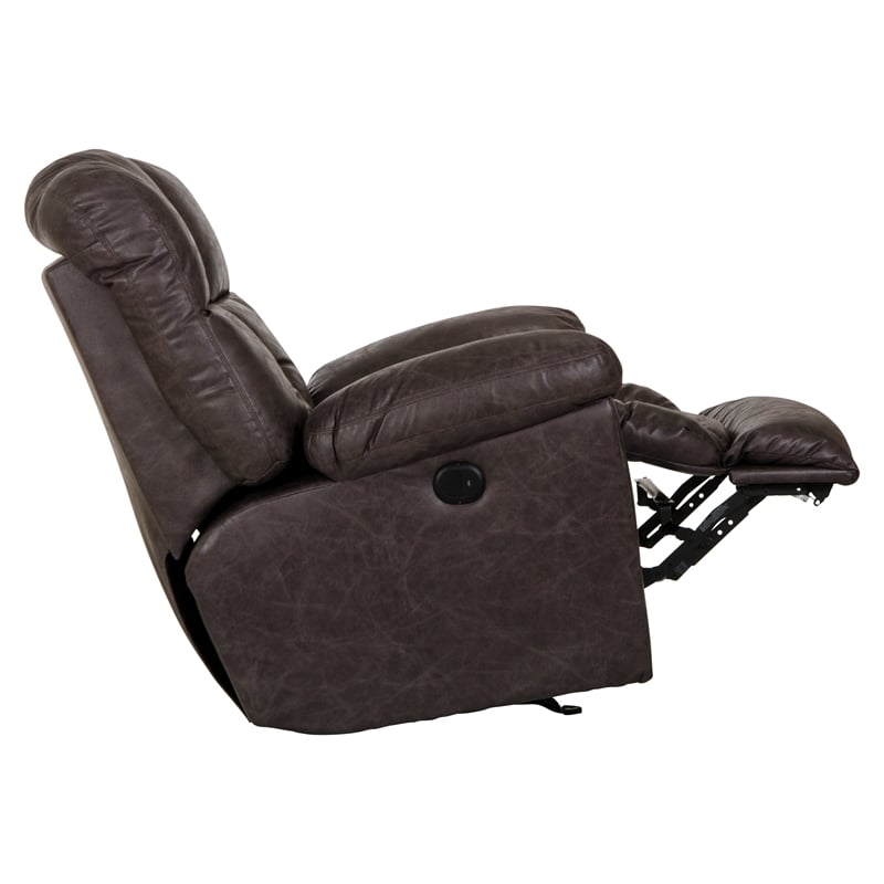 Tommy Full Chaise Power Rocker Recliner in Gray Polyester Fabric