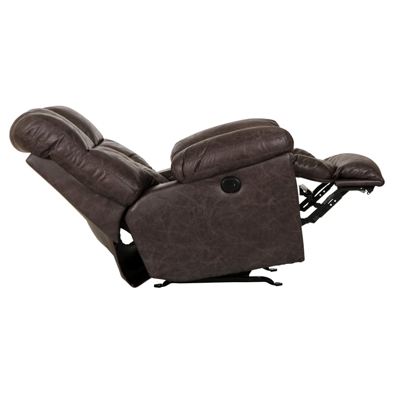 Tommy Full Chaise Power Rocker Recliner in Gray Polyester Fabric
