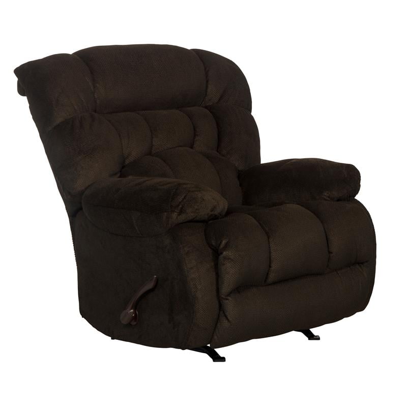 Johnson Chaise Rocker Recliner in Brown Polyester Fabric