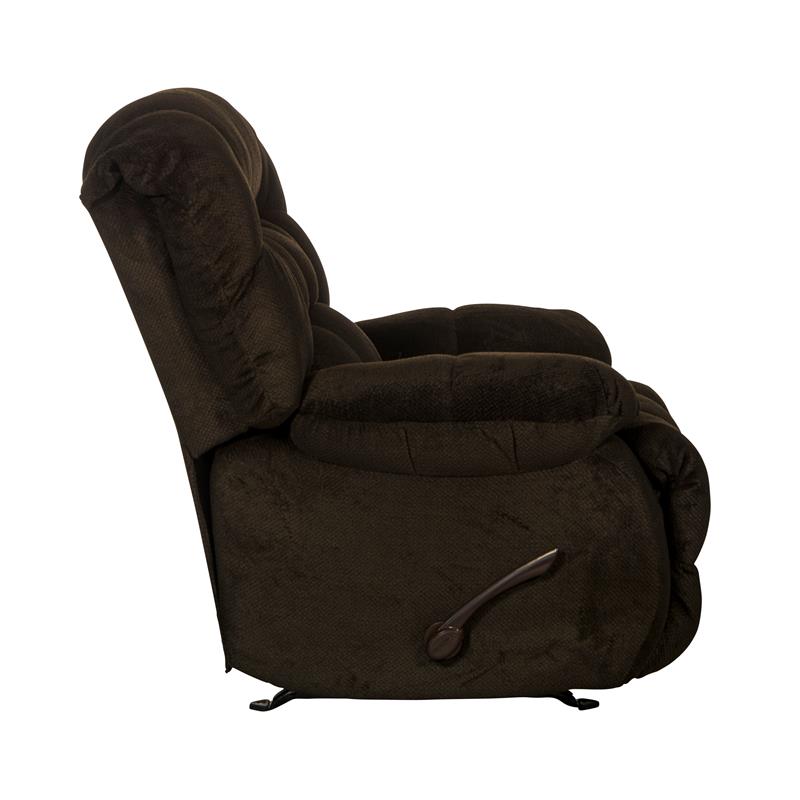 Johnson Chaise Rocker Recliner in Brown Polyester Fabric