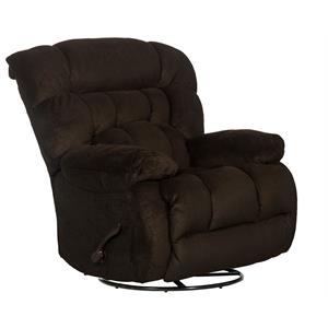 johnson chaise swivel glider recliner in brown polyester fabric