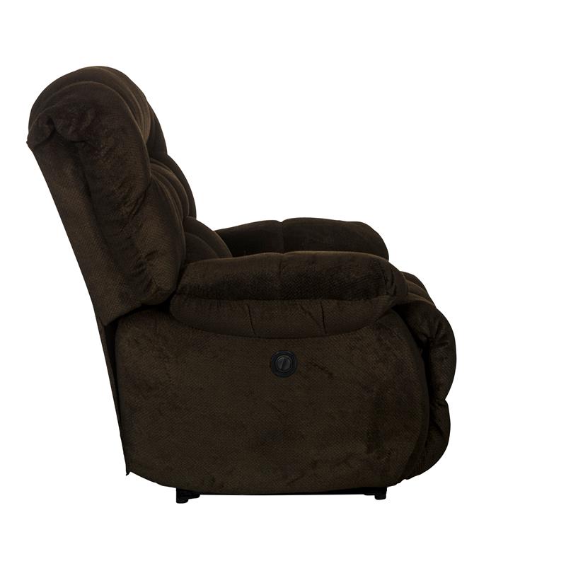 Johnson Power Lay Flat Recliner in Brown Polyester Fabric