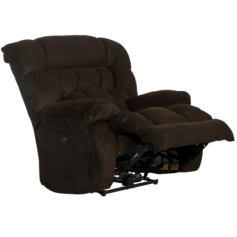 Johnson Power Lay Flat Recliner in Brown Polyester Fabric
