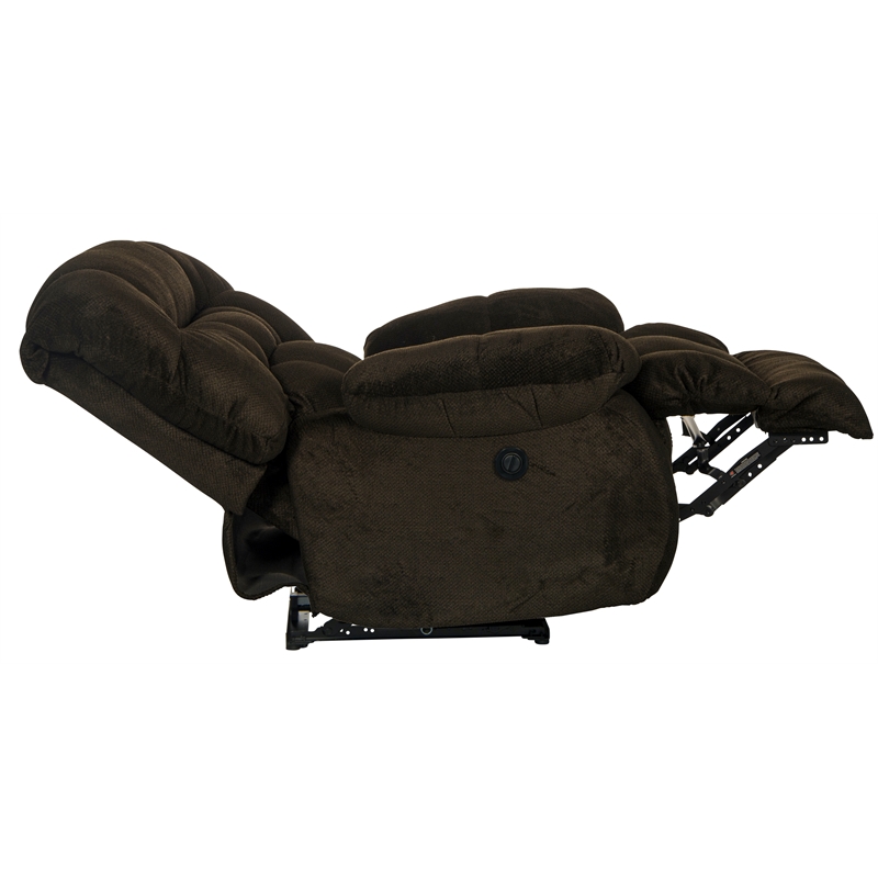 Johnson Power Lay Flat Recliner in Brown Polyester Fabric