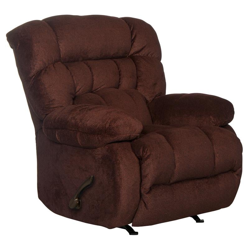 Johnson Chaise Rocker Recliner in Cranberry Red Polyester Fabric