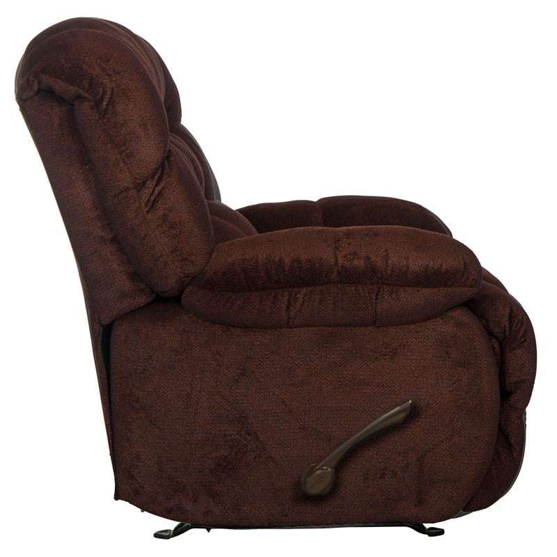 Johnson Chaise Rocker Recliner in Cranberry Red Polyester Fabric