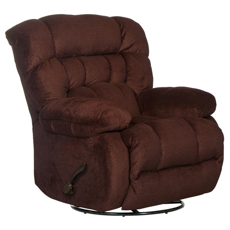 Johnson Chaise Swivel Glider Recliner in Cranberry Red Polyester Fabric